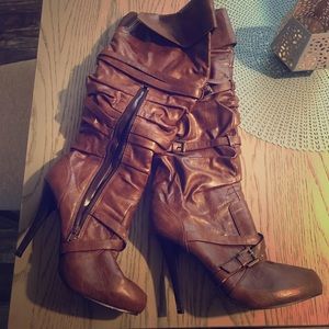 Brown Leather Knee High Boots